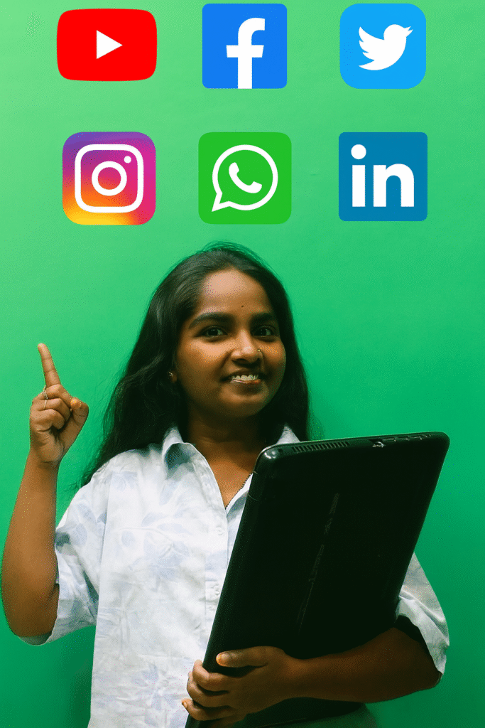 Social Media Icons And Smiling Professional 683x1024